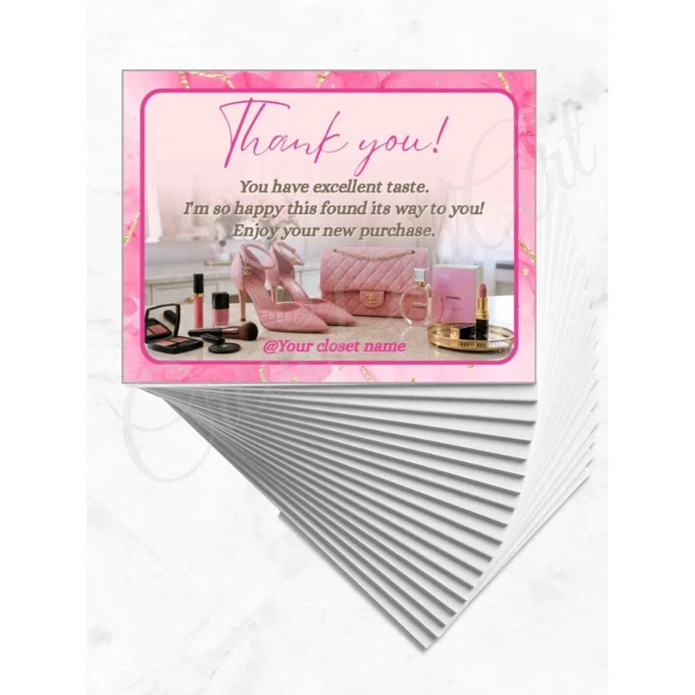 100 Personalized Makeup Thank You Cards Small Business, 4×3 in